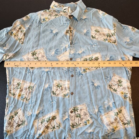 Windham Pointe Hawaiian Shirt Rayon Floral Vacation Blue Button Up Mens XL - Picture 8 of 9